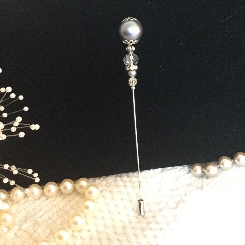 💥Vintage Style Silver & Grey Hat Pin💥